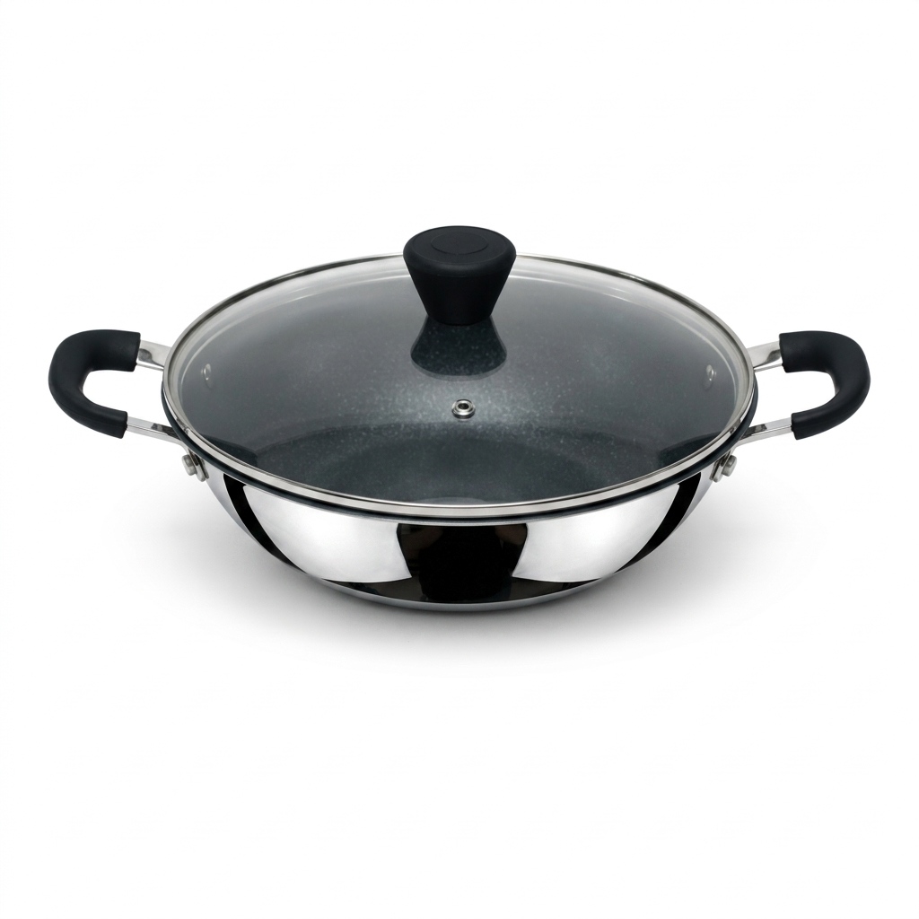 Tri-Ply Stainless Steel Kadai With Ceramic Coating