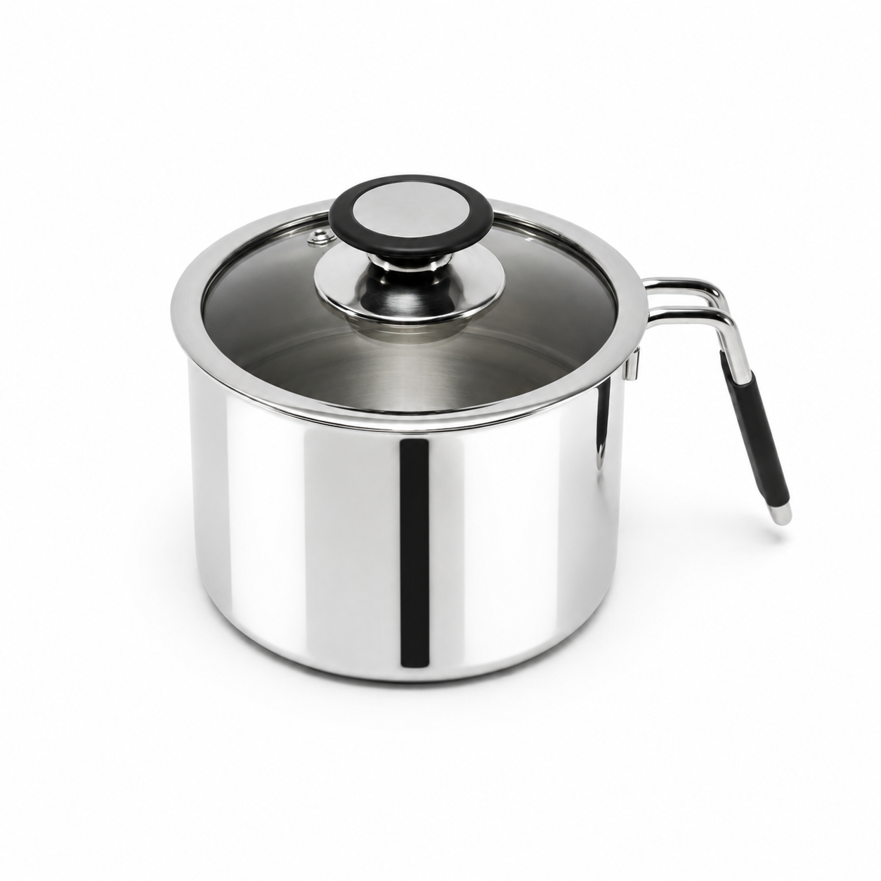 Tri-Ply Stainless Steel Milk Pan (Silicon Handle) 12 cm